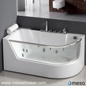 Hjørne Rektangulær Runde Akrylglas Whirlpool Massage Jetted Hot Sale Badeværelse Badekar med Pude
